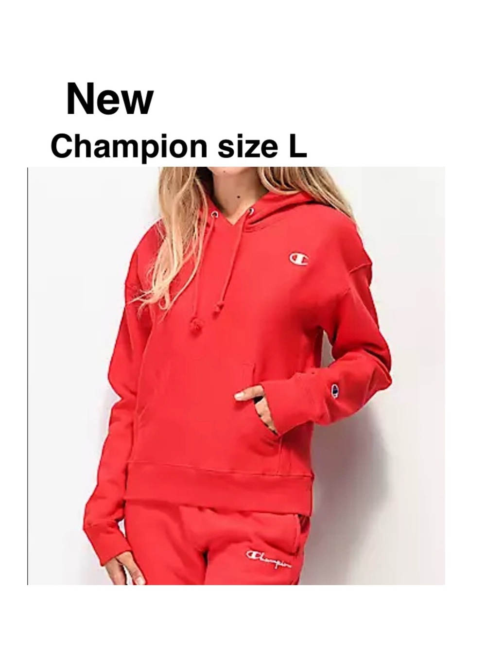 New Champion Reverse Weave Scarlet Red Hoodie size L ⭐️⭐️